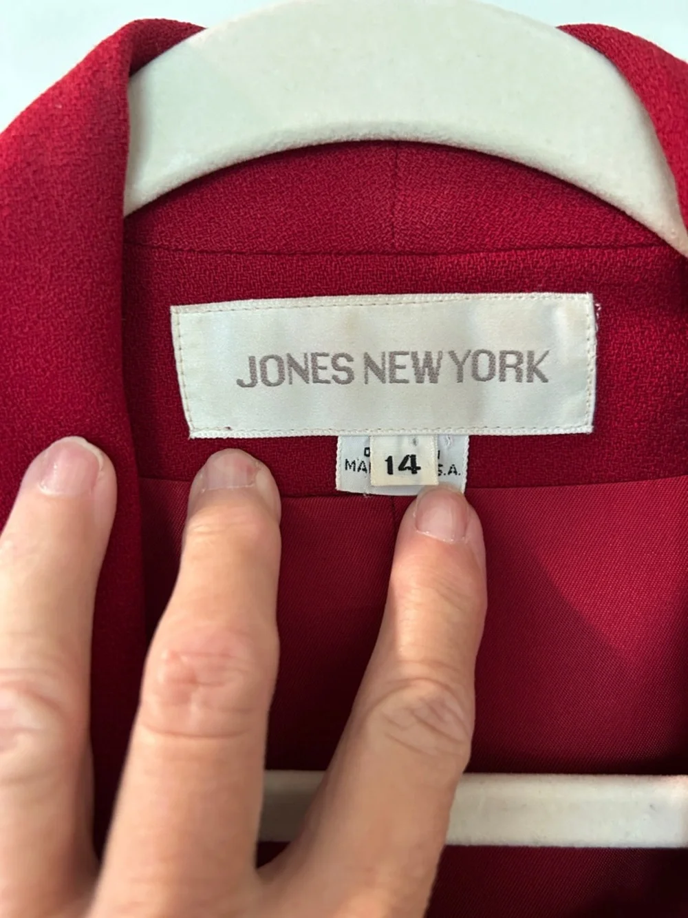 Vintage Jones New York Red  100% Wool  Shawl Collar Blazer - Picture 2 of 8